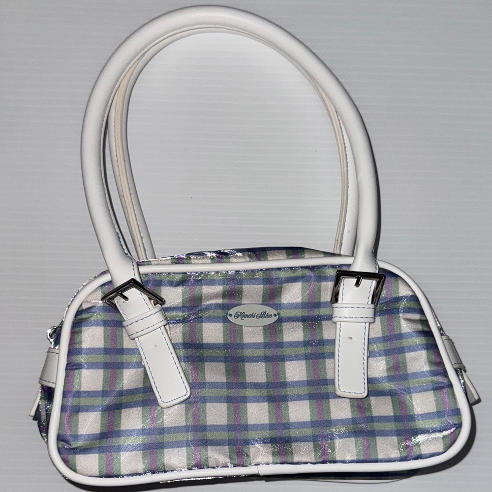 Kimchi Blue White and Purple Plaid Shoulder Bag